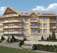 A recreational apartment in Donovaly on an Unspecified Street with wooden decorations and stone details.