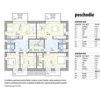 The floor plan of the holiday apartment shows the layout of rooms, balconies, and storage spaces.