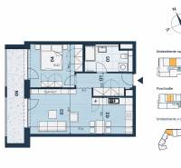 Floor plan of a 2-room apartment with a living room, kitchen, bedroom, and balcony.