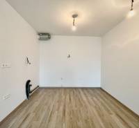 Empty room with wood-patterned flooring, ready to be furnished, 2-room apartment.