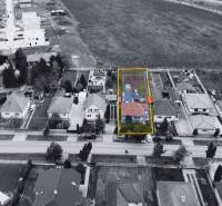 Aerial view of houses and properties on Hlavná Street in Kráľová pri Senci.