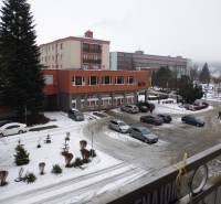 Winter view from a 1-bedroom apartment in Prešov on 17. novembra Street.