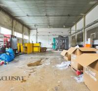 A large storage room with boxes and garbage bags in commercial premises.