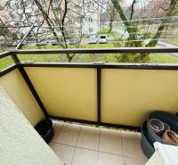 The balcony of a 3-room apartment on Novomestska Street in Nové Zámky with a view of greenery.