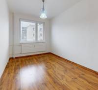A room in a 3-room apartment with a wood-patterned floor and a large window.
