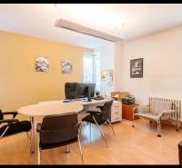 An office with furniture and flooring featuring wood decor in a family house.
