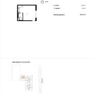 Floor plan of a 1-room apartment with a studio and bathroom, Prístavná, Bratislava - Ružinov.