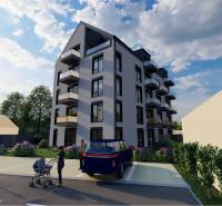 Apartment building with greenery on commercial plots on Moravská Street in Vráble.