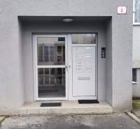 The entrance area of the apartment building with security doors on Janotova Street in Bratislava - Karlova Ves.