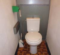A toilet with a wooden decor floor in a studio apartment.