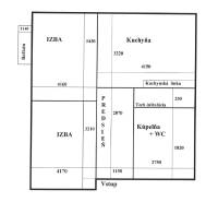 Floor plan of a 2-room apartment with a kitchen, hallway, and bathroom, including a balcony.