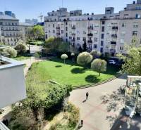 A view of the courtyard in Bratislava - Old Town, Námestie Martina Benku, surrounded by apartment buildings.