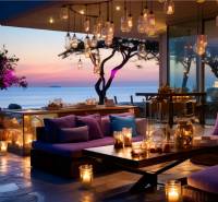 Luxury terrace with sea view and ambient lighting within the Apartment Construction.