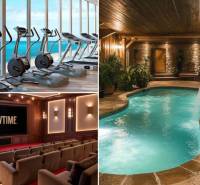 The apartment complex offers a fitness center with an ocean view, a cinema, and an indoor pool in Pattaya.