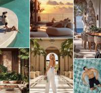 Interior and exterior environments in apartment construction. Relaxation by the pool.