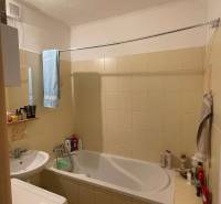 A bathroom in a 2-room apartment with a shower and light tiles.