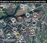 The map shows important places near a 3-room apartment in Stará Ľubovňa.