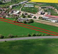 Aerial view of the plot on Družstevná Street in Blatné, suitable for living.