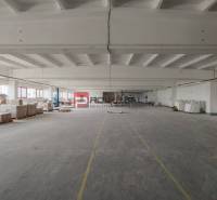 A production area with a concrete floor, equipment stored on pallets.