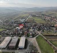 Aerial view of the manufacturing facilities around Pezinská Street in the town of Vinosady.