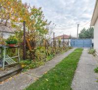 A garden at a family house in Veľké Dvorníky with greenery and outdoor seating.