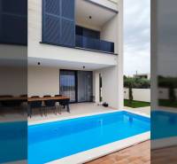 A family house on Mulo Street in Vrsi with a pool and a dining terrace.