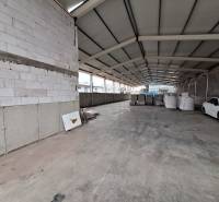 In warehouses and halls, you can see a car, construction materials, and empty space.