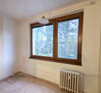 A room with a radiator, a large window, and tiles in a 2-room apartment.