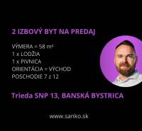 Offer of a 2-room apartment for sale on Trieda SNP, Banská Bystrica, 58 m², loggia.