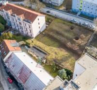 Aerial view of commercial land on Hurbanova Street in Trenčianske Teplice.