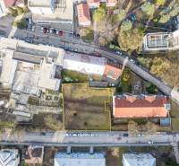 Aerial view of commercial land on Hurbanova Street in Trenčianske Teplice.