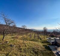 Vineyards on Ambrova Street in Nitra with a view of the hilly landscape and a table for grilling.