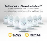 Advertisement banner with awards of the real estate agency RADO Reality Group.