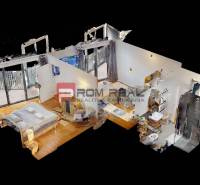 2-room apartment with a balcony, wooden decor flooring, and modern furnishings.