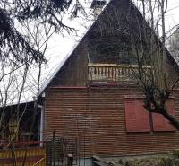 Drevená chata obklopená stromami