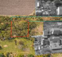 Aerial view of residential plots in the area of Malá Paka, Veľká Paka with surrounding greenery.