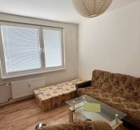 The studio apartment includes a sofa, an armchair, a coffee table, a floor with a wooden decor, and a large window.