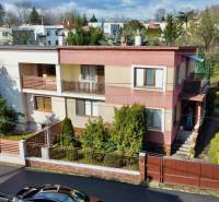 A family house on Kalinčiakova Street in Michalovce, with a landscaped front garden and a wooden fence.