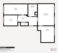 The floor plan of a 3-room apartment includes a kitchen, a bathroom, a living room, and two rooms.