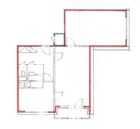 Floor plan of a 2-room apartment with the layout of rooms and entrances.