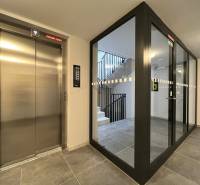 Elevator and glass staircase in the building on Hraničná in Bratislava - Ružinov.