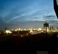 View from a 2-room apartment of the evening city lights of Bratislava - Ružinov, Hraničná.