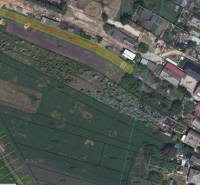 Aerial photograph of residential land in Tešedíkovo with marked plots.