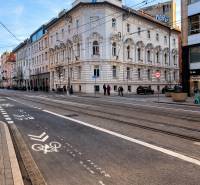 Štúrova Street in Bratislava - Historical core with commercial spaces and tram tracks.