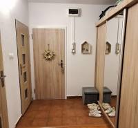 A hallway in a 4-room apartment with coat hooks and a mirrored wardrobe on a wooden-decor floor.