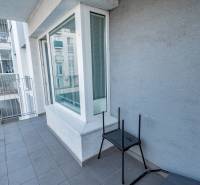 The balcony of a 2-room apartment with a view of Hrachová Street in Bratislava - Ružinov.