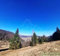 Agricultural and forest lands near Hronec, surrounded by trees and mountains under a blue sky.