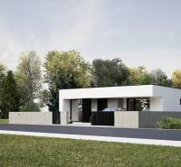 A family house in Nesvady with a minimalist design, surrounded by greenery.