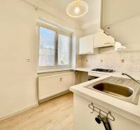 A kitchen in a studio apartment with a wooden decor floor and a cooktop.