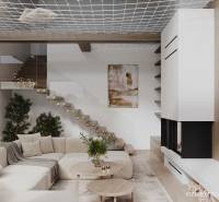 Bright living room in a cottage with a comfortable sofa and wooden decor flooring.